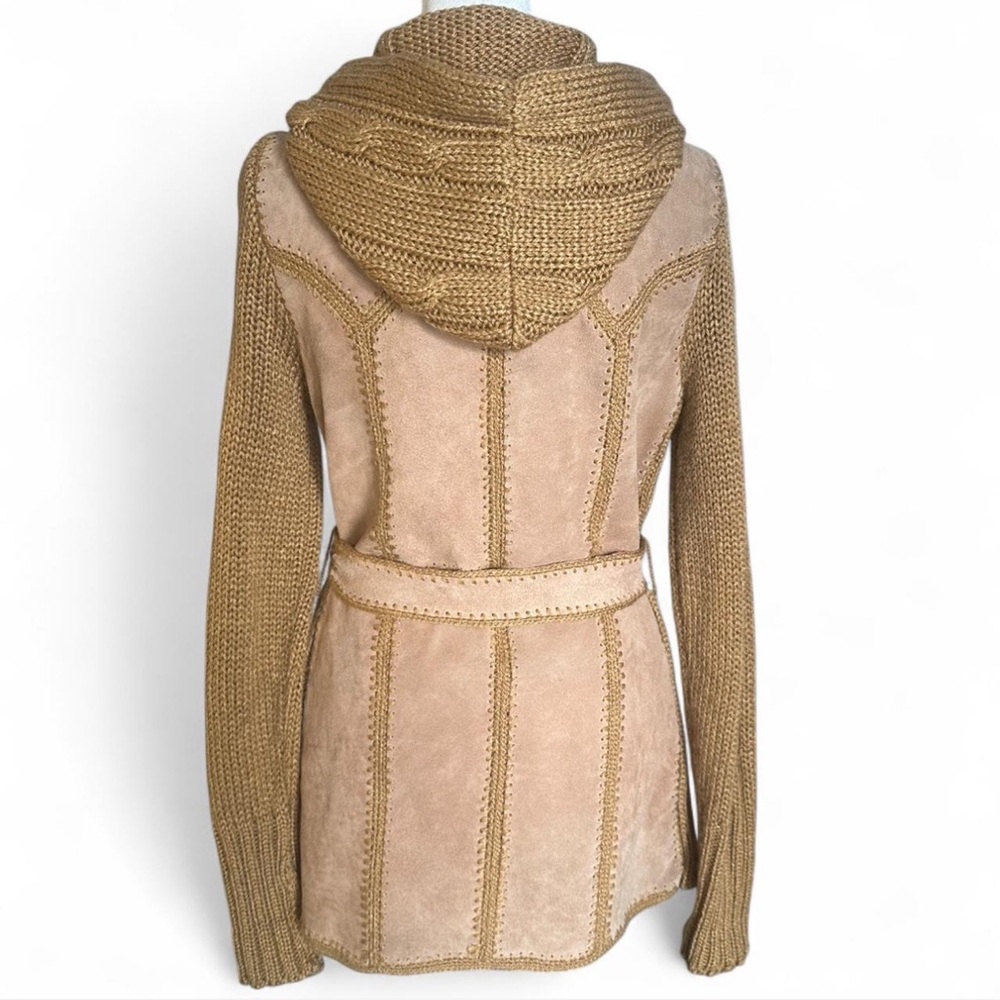 Women's Tan Knit Sweater with Hood